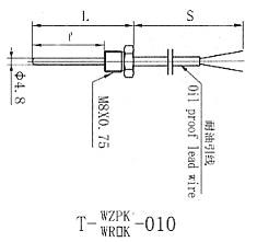 耐油热电偶（阻） T-WR□K-010 T-WZPK-010